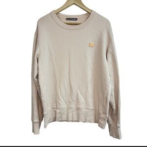Acne Studios Fairview Face Patch Pale Pink Beige Sweatshirt Cotton Crewneck